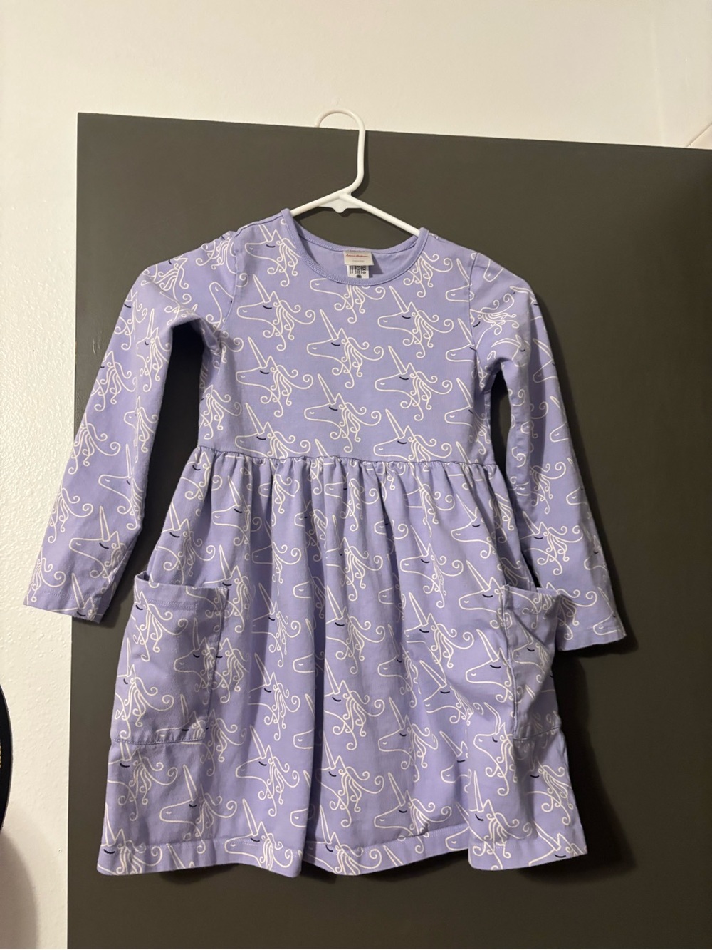 Hanna Andersson Lavender unicorn Print Long Sleeve Dress